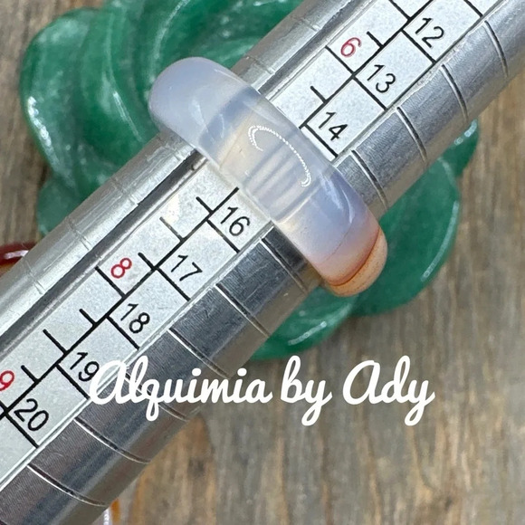 White and red Lace Agate carved gem ring/Laguna Agate happy ring. Bohemian - Picture 2 of 9